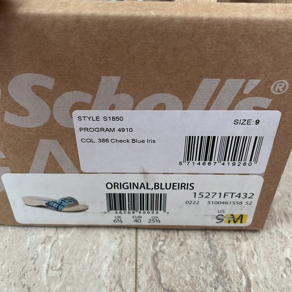 NWT GANNI x Dr. Scholl's Plaid Wooden Clog Sandals Buckle Retro Slides Blue 9 - Picture 13 of 13